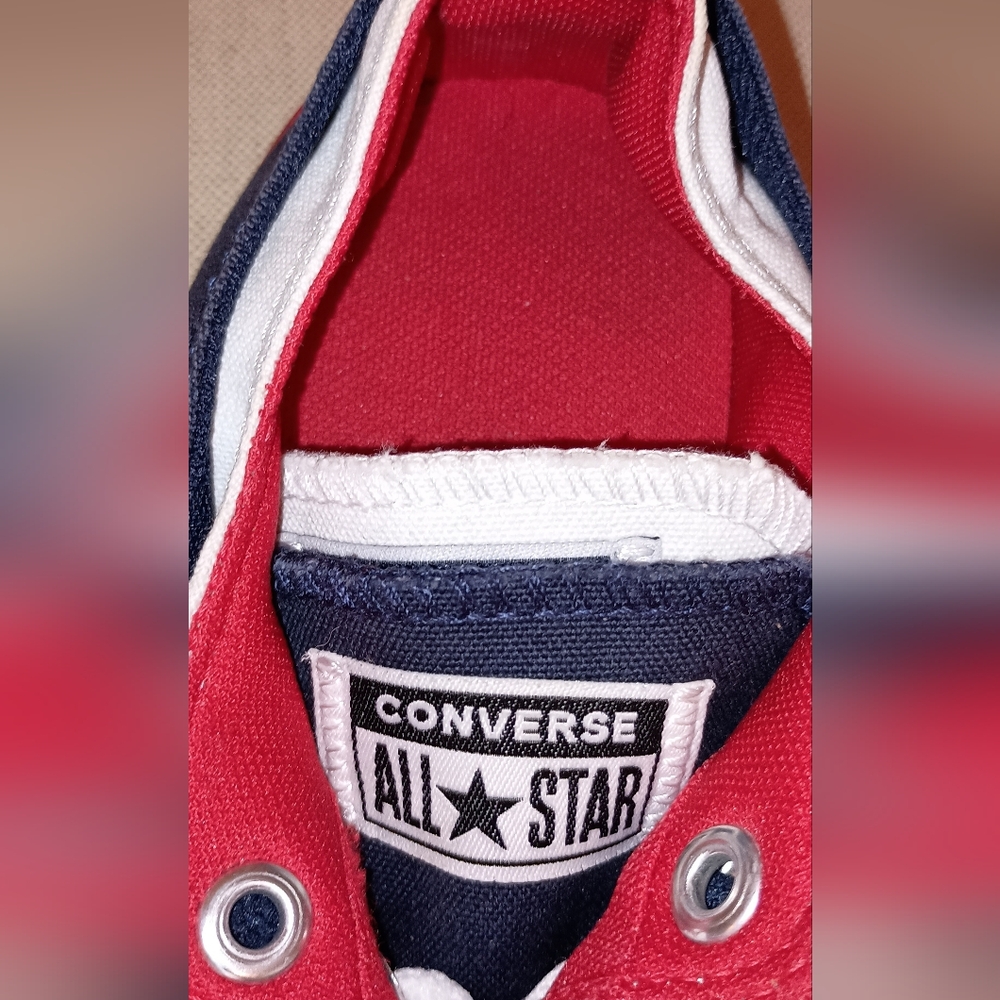 Converse Double All Star Blue Red White canvas Sneakers 10 - Picture 9 of 10